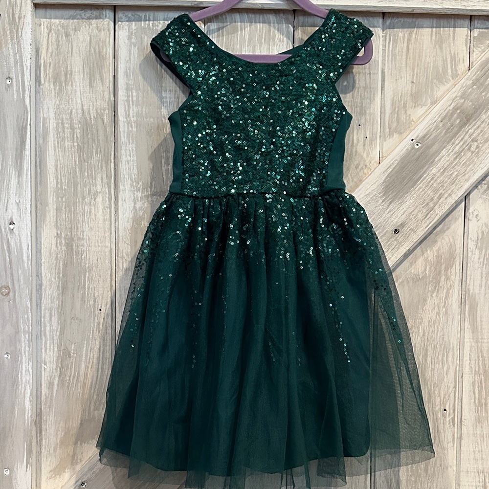 Cat & Jack Emerald Green Sequin Tulle Party Dress